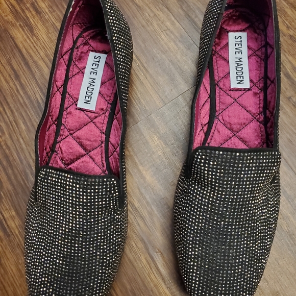 Steve Madden Shoes - Steve Madden Black Rhinestone Loafers Women Size 9